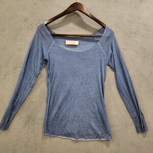 Scandal Tunic Top‎ Women's Size S/M Blue Made in Italy Jersey Shirt Scoop Neck